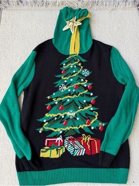Ugly Christmas Tree Hoodie Sweater XL X-Large